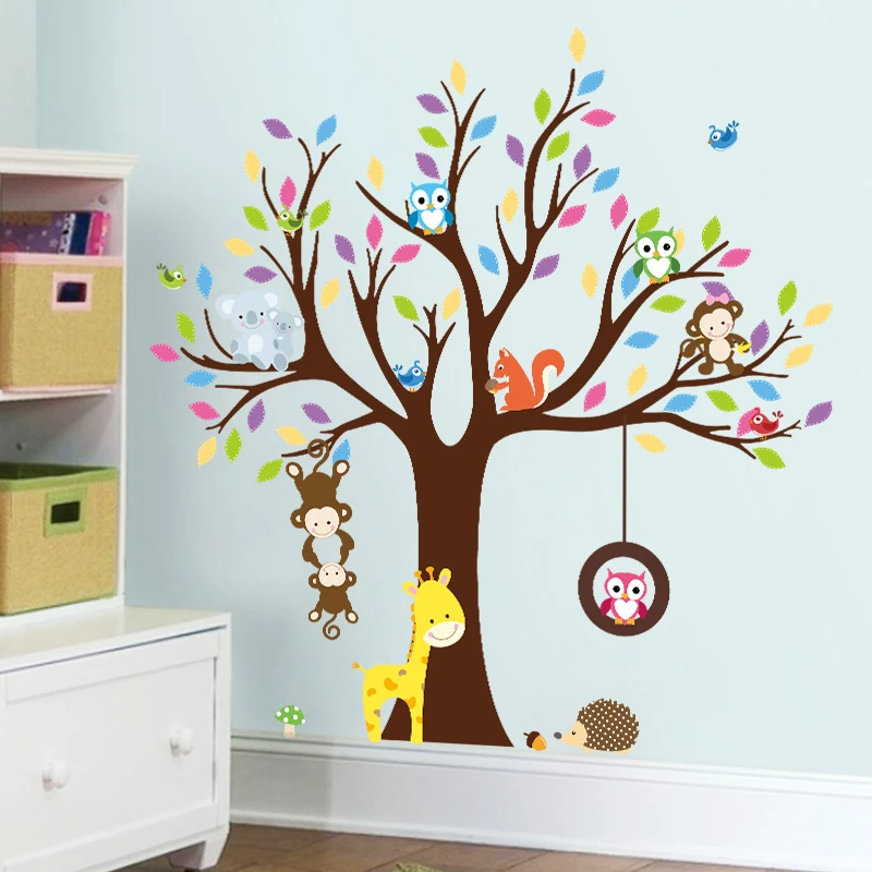 Tree Kids Stickers Removable Family Vinyl Colorful Wall Stickers Kids Bedroom,Home Decorative Kids Wall Stickers Tree