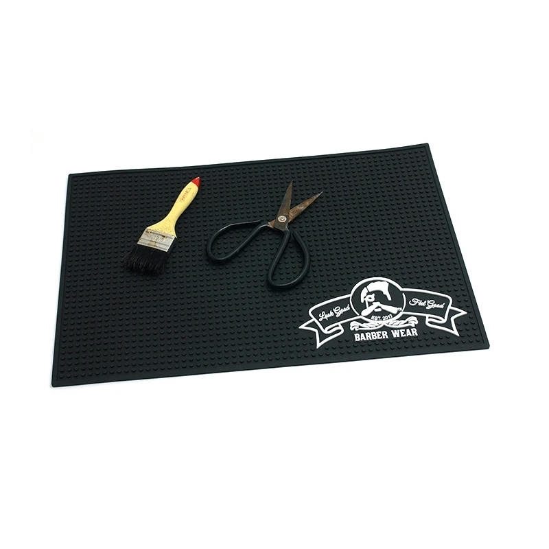 Custom production black environmental hair styling tool mats hairdressing tools mat hair salon equipment mat