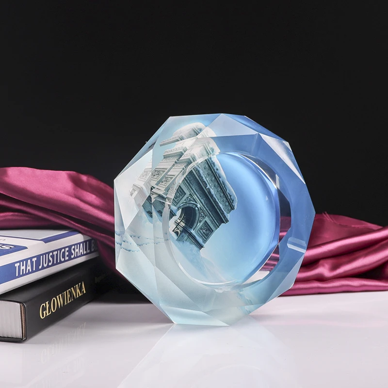 
Custom Personal Logo Painted Colorful Photo Crystal Glass Ashtray 