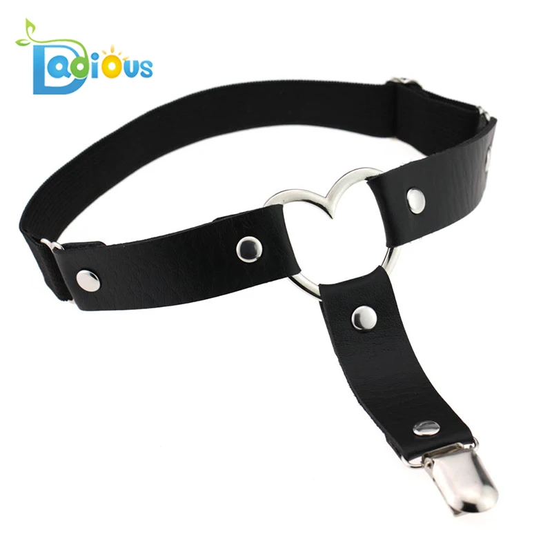 2019 Fashion Street Punk Rock Style Love Heart Sexy PU Leather Garter Belt for young girls
