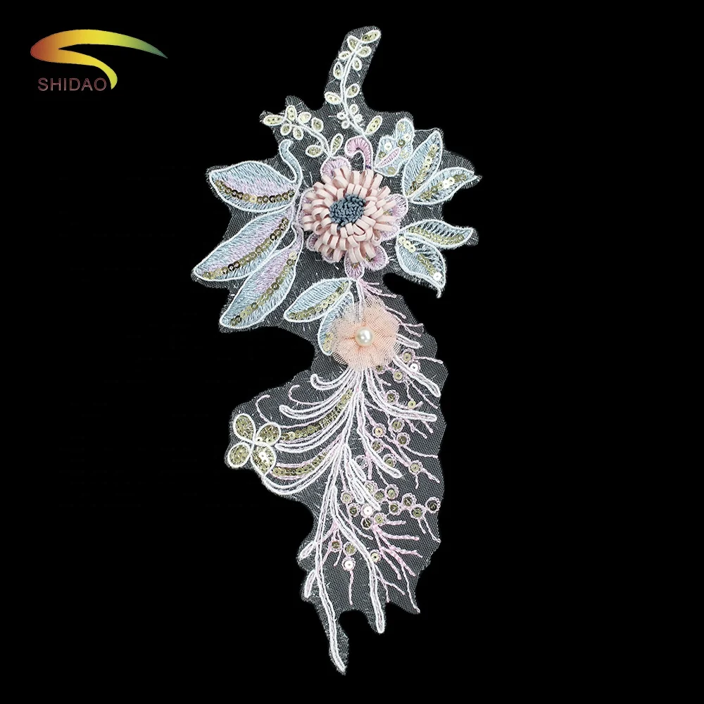 Wholesale 3d flower embroidered swiss voile lace in switzerland fabric beads bridal