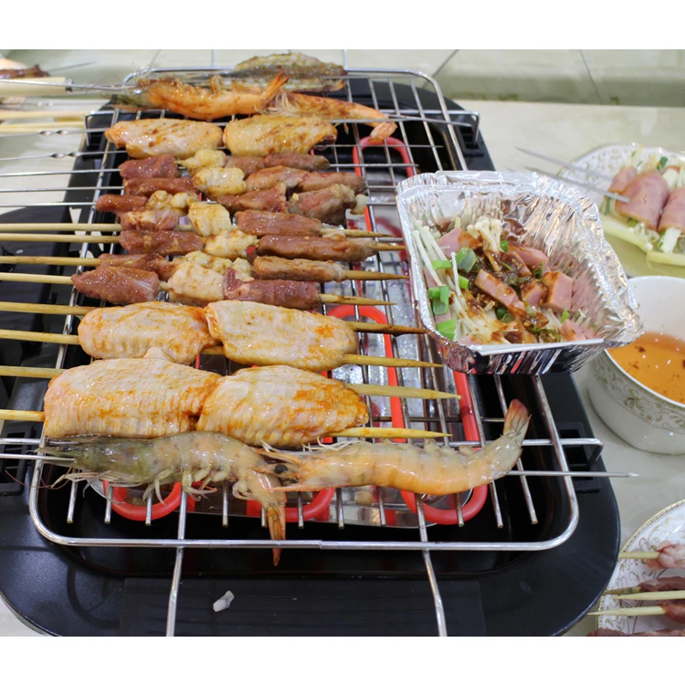 BG-01 2000W Easily Cleaned Electric BBQ Grill Smokeless Electric Grill Adjustable Height Barbecue Grill