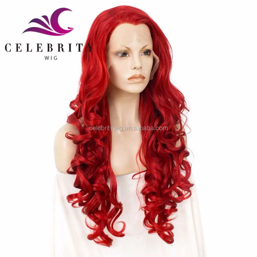 Hot Sale red wig cheap wholesale price manufacture exporters premium synthetic hair lace front wig for white women