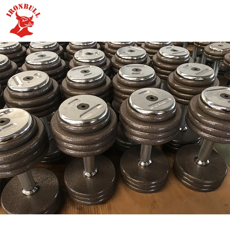 
Gray hammertone dumbbell with chrome end cap 