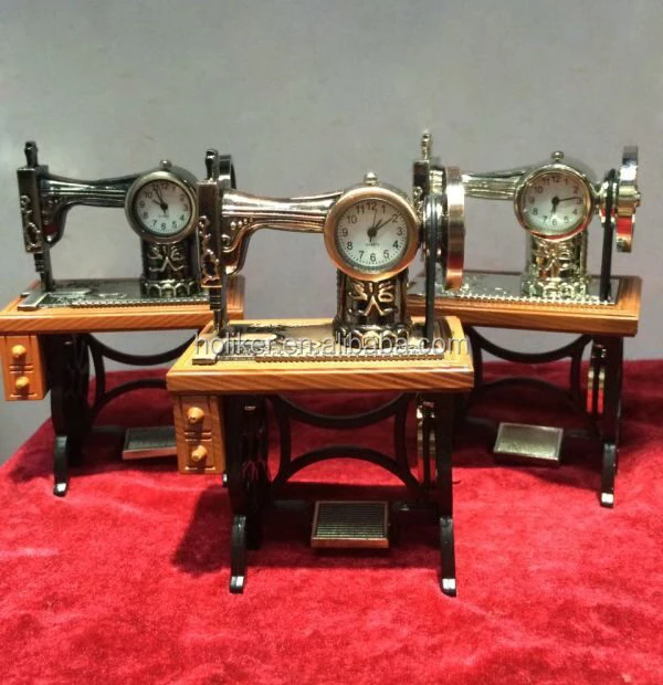 special shape sewing machine table antique metal clock