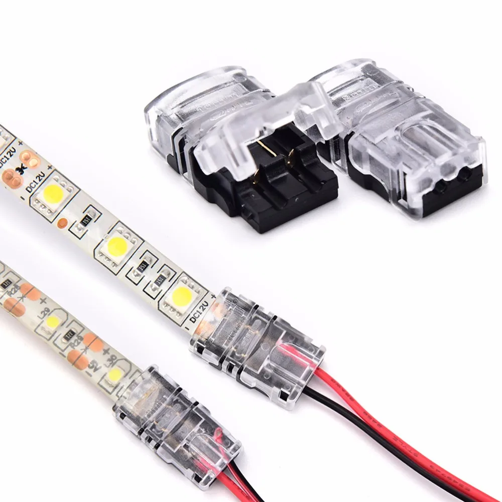 Waterproof SMD 5050 5630 LED Tape Light Connection Conductor 2pin LED Strip to Wire Connector for 8/10mm Single Color