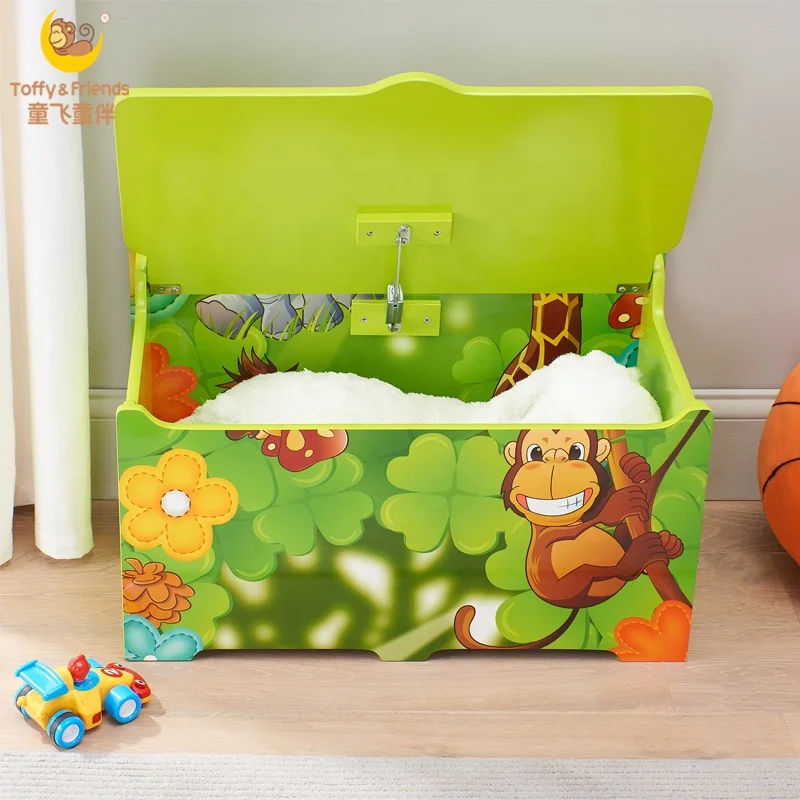 Toffy & Friends детский джунгли деревянный ящик для хранения игрушек с крышкой зеленый