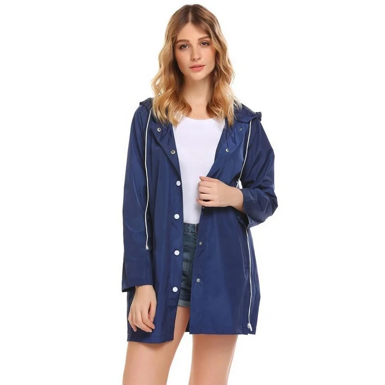 Amazon Top Seller 2019 Fashion Custom Design Polyester Nylon Fabric Vinyl PVC Poncho Jacket Yellow Raincoat for Women