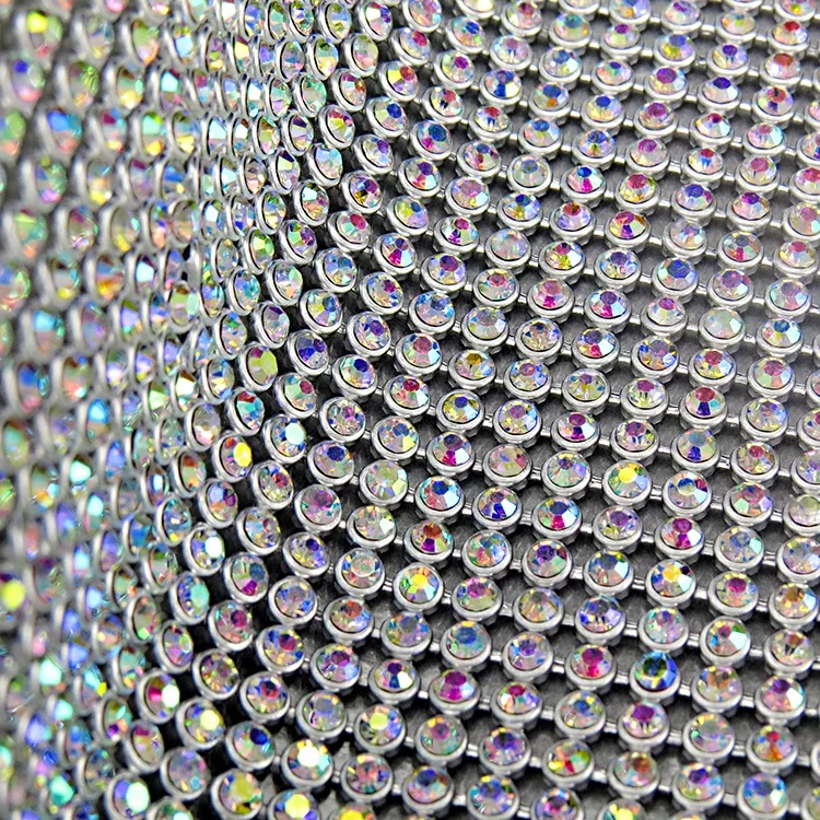 YALI Bling Bling Crystal AB Rhinestone Mesh Fabric For Shoes