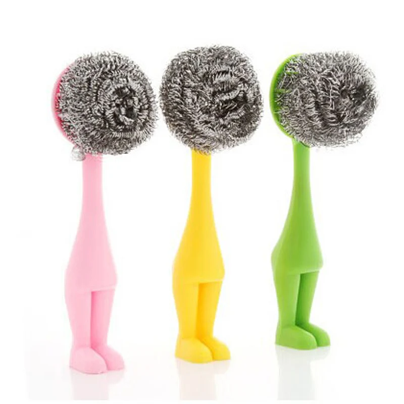 Кухонный горшок и сковорода, стальная проволочная щетка с пластиковой ручкой