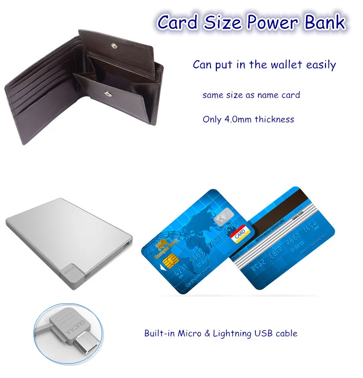 2019 New Products Unique Gift Portable Oem Shaped 2300Mah Ultra Slim Credit Card Size Power Bank
