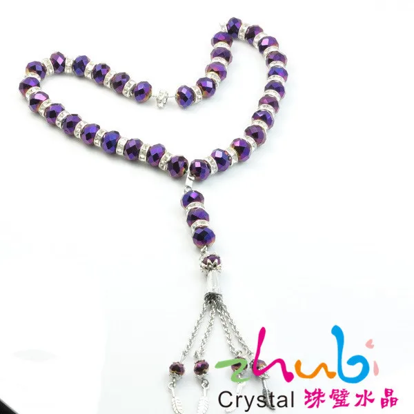 Crystal Rosary,Led Islamic Lights,10mm Muslim Grey Crystal Prayer Beads in Bulk Islamic Prayer Beads