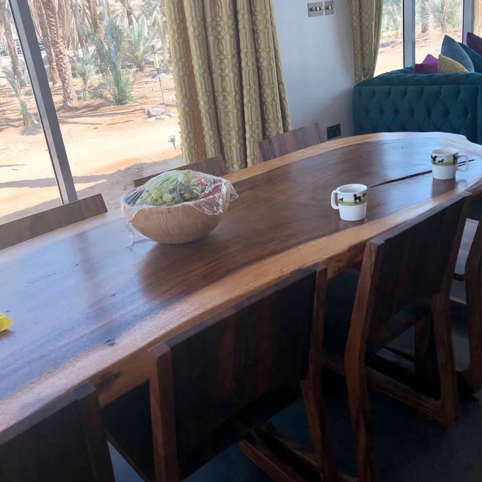 Ecuador walnut slab table feedback from Arab client