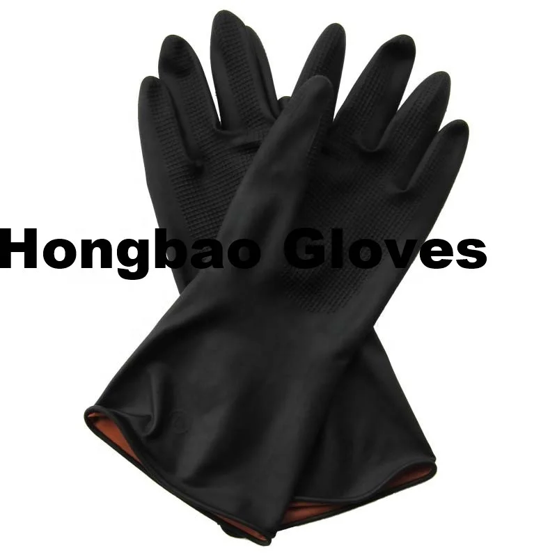 60g black outside and orange inside soft cotton lined latex gloves latex black