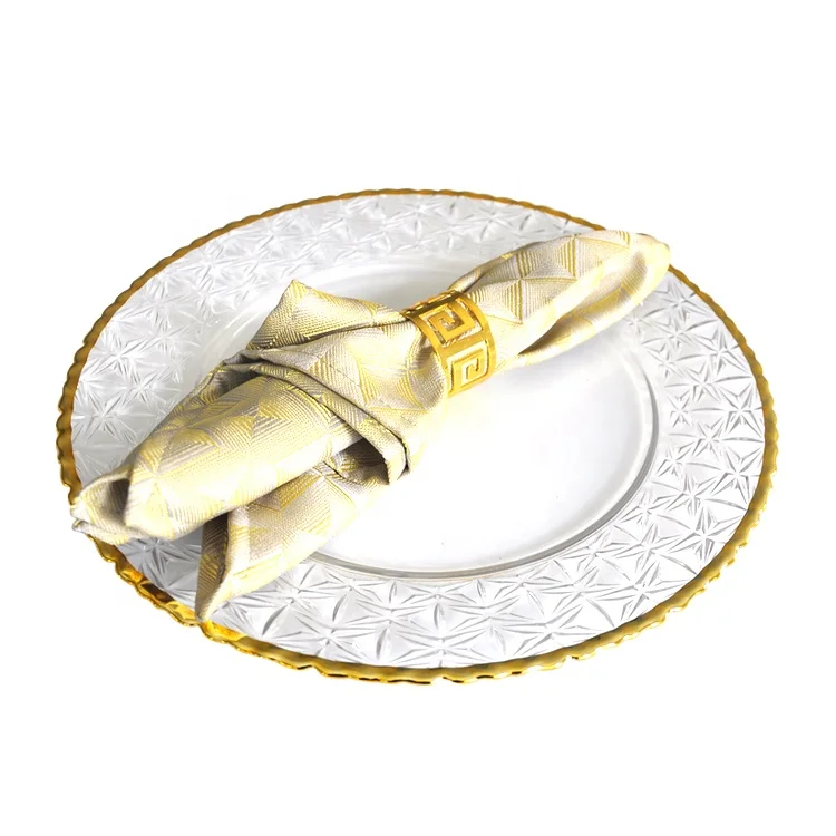 
Weddings dessert wholesale clear decorative round under gold glass plates for decoupage 