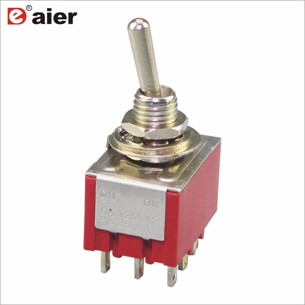 MTS-302 ON-ON Red 3 Pole 9 Pin Toggle Switch