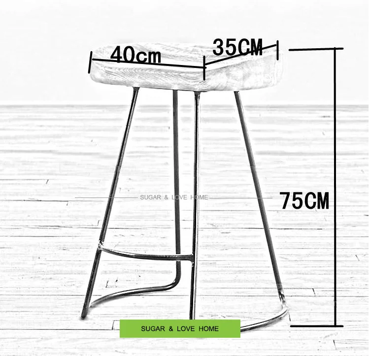 Industrial Loft Style Solid Wood Bar Stool In Stock