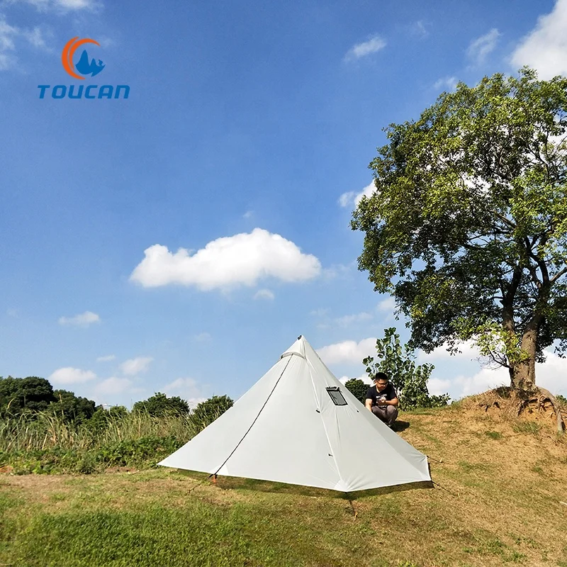 Single Layer Outdoor Nylon Hiking Pyramid Cone  Chimney Tent