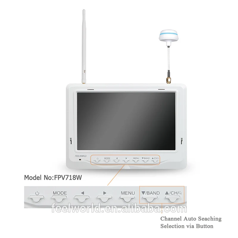 Feelworld 7 дюймов hd fpv монитор встроенной аккумулятор и двойной приемник 1024 * 600 разрешение для dji камерой дрона