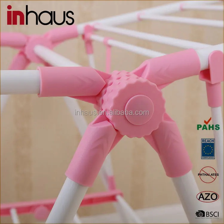 2017 Professional Factory Custom multi-purpose floor stand balcony plastic folding clothes drying rack space saving