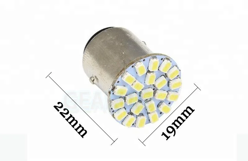 Автомобильный светодиодный индикатор S25 1156 BA15S BAU15S 1157 BAY15D 22 smd 1206 3020 LED P21W для указателей поворота, фонари заднего хода, белый, красный, 12 В