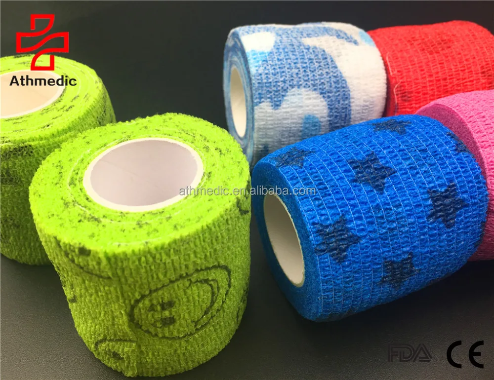 2022 Athmedic sport China self adhesive printed pet printed cohesive bandage printed vet wrap