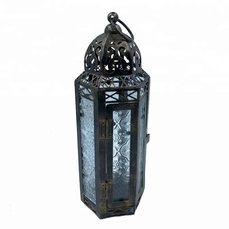 glass Moroccan Style decorative lantern for candle