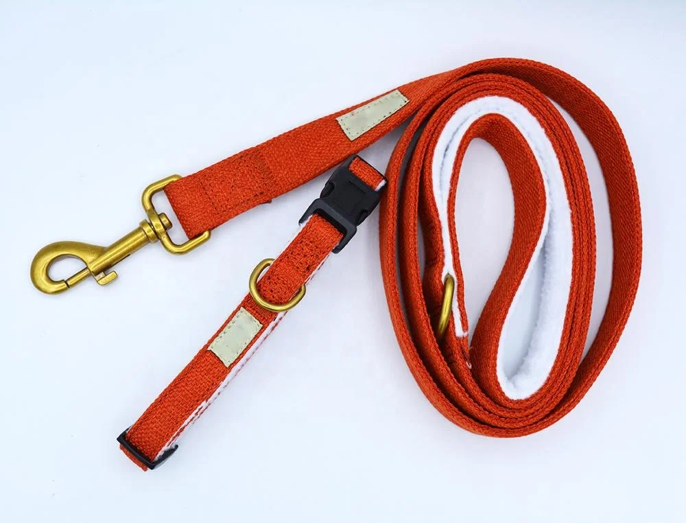 Hanyang OEM Custom Hemp Dog Accessories Manufacturer Premium Custom logo Hemp and Cotton  Dog Leash Dog Collar Set