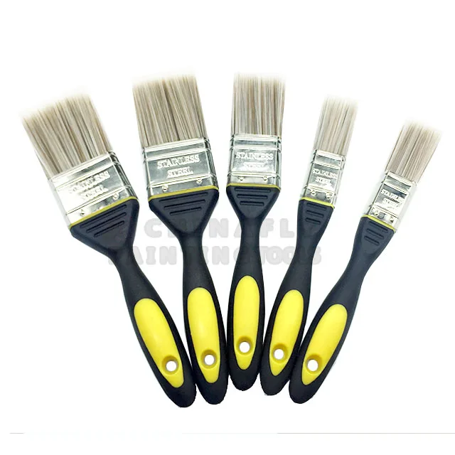 CTPBS0007 Top quality  TPR Rubber Handle  Polyester Filament Paint Brush Set