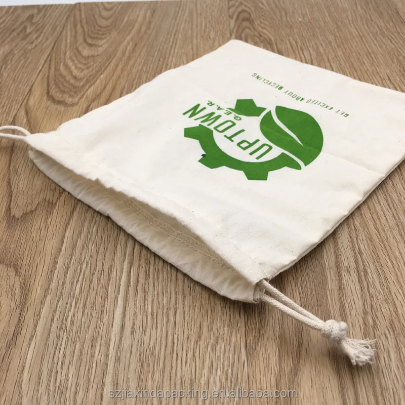 Muslin Cotton Drawstring Bag WIth Re-inforced Opening