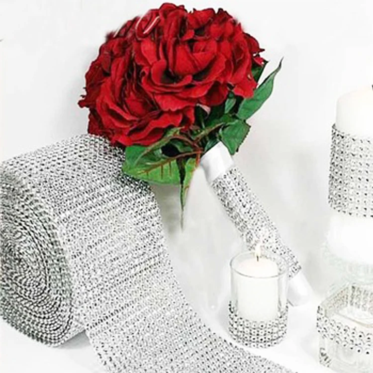 wholesale Colored Bling Gift Diamond Rhinestone Ribbon Wrap Wedding Supplies