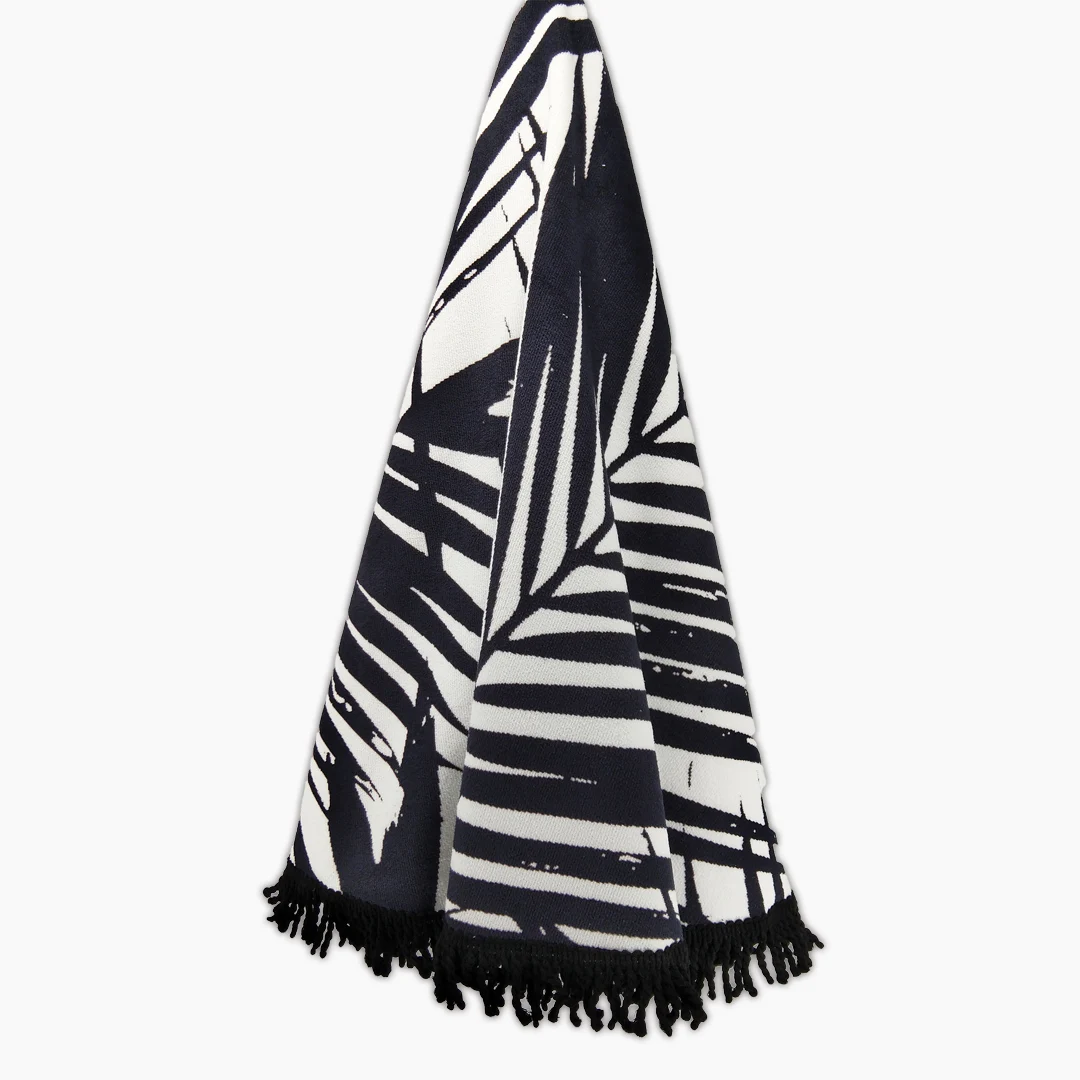 
custom design 100% microfiber round beach towel with tassel 