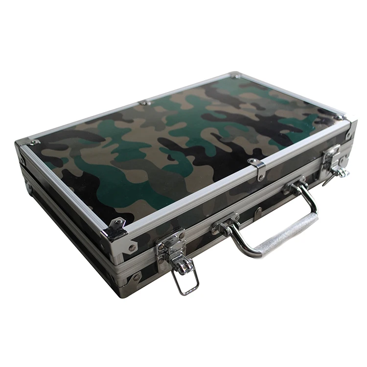 Camouflage multi custom aluminum 200 poker chip set briefcase