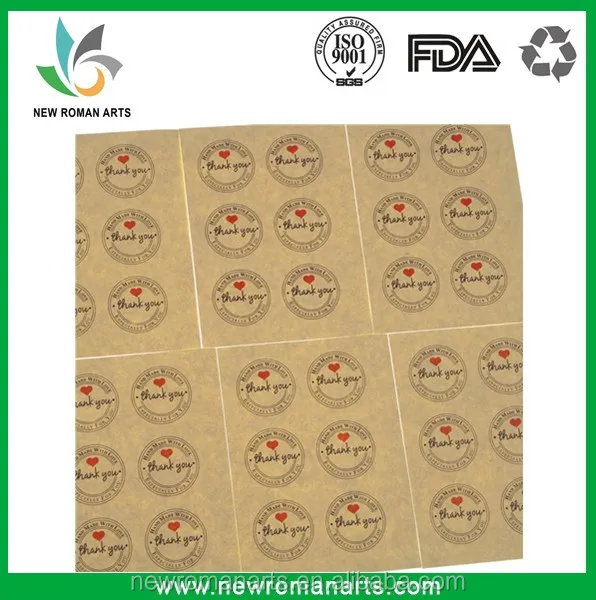 Thank you love self-adhesive stickers kraft label sticker for DIY hand made gift /cake /candy paper tags