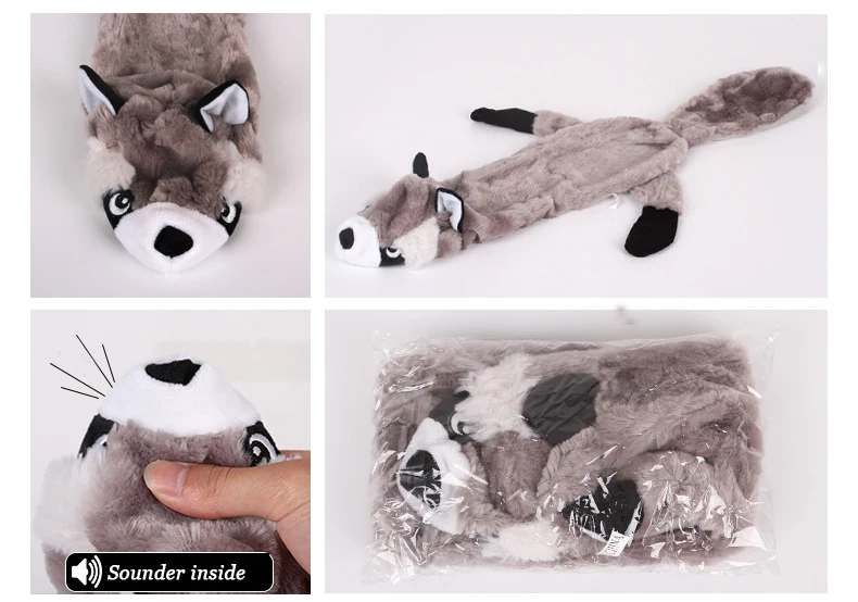 Hot sale low price no stuffing plush animal pet toys with squeaker