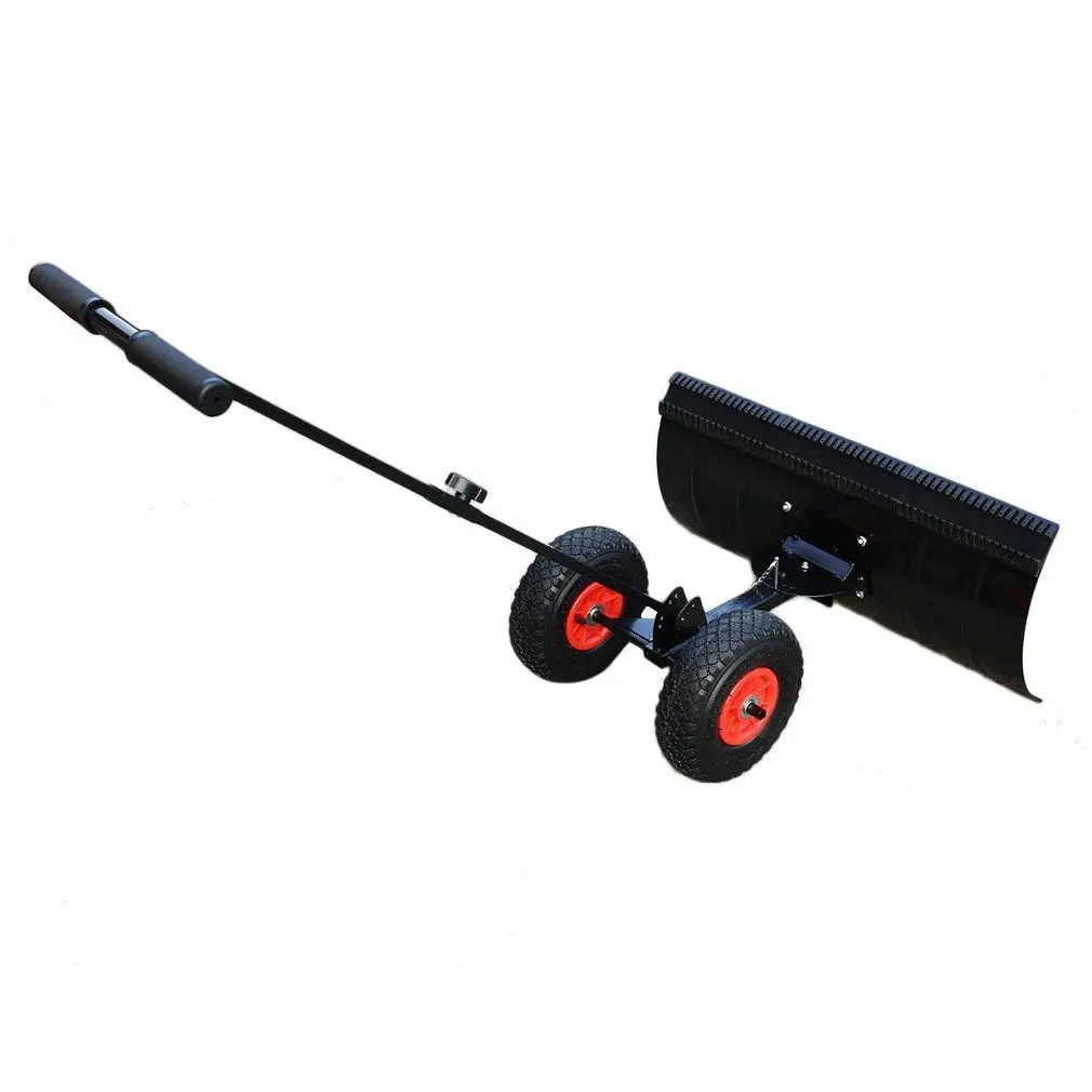 Wheeled Snow pusher with adjustable handle and carbon steel made
