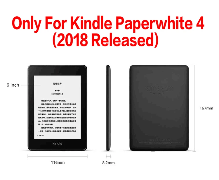 Hot sales Flip PU Leather Cover Case For Amazon New Kindle 2018 ,for Kindle paperwhite 4 case cover