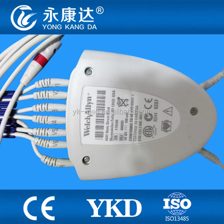 Compatible with Wel Ch Allyn 400293 ECG Patient Ecg Cable AHA EKG Cable for CP100/CP200 Ce Welch Allyn Offer Optical Sensor TPU