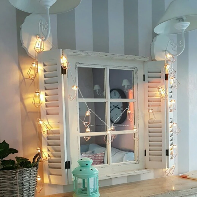 Rose Gold Battery Operated Led String Lights 10led/20led Metal Fairy Light String for Christmas Wedding Bedroom Lighting