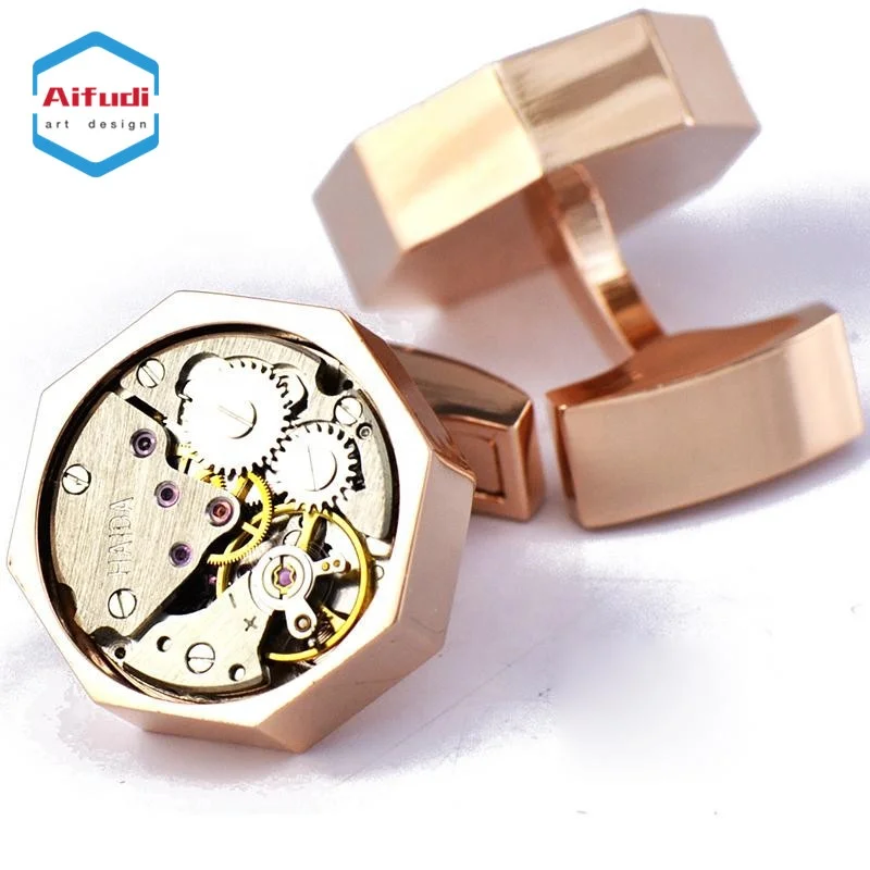 
high quality custom logo engraved blanks watch movement cufflink 