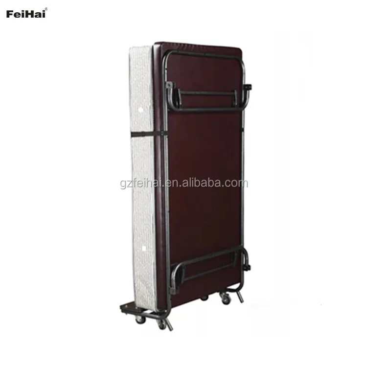 Folded leg vertical extra rollaway bed standing bed for hotel guest