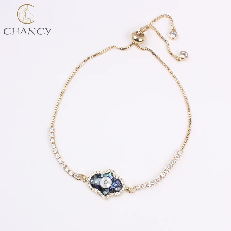 High quality fashion turkish jewelry abalone shell  eye of the demon hamsa bracelet