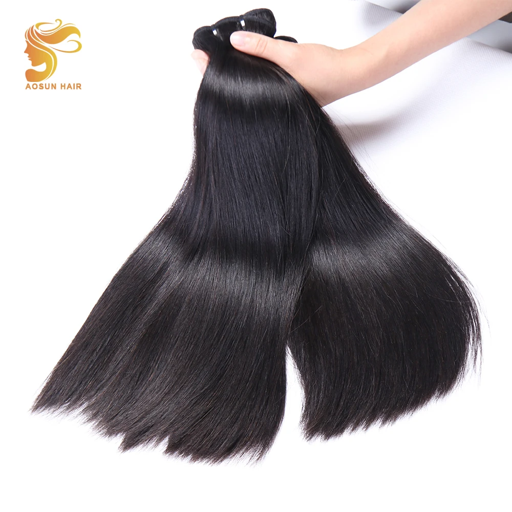 2019 Hot Sale Top Grade Double Drawn Peruvian Virgin Human Hair  Fumi Bone Straight Weft  Natural Color