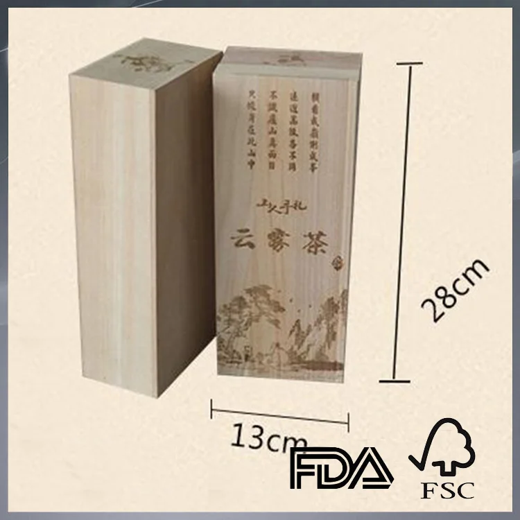 custom natural unfinished wooden tea box wooden gift box