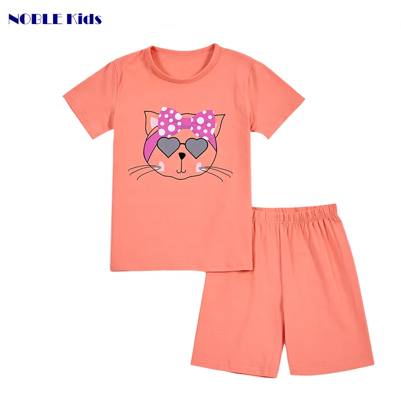 
Manufacturers promote pyjamas suit 2pcs short sleeve cotton pajamas at low prices for kids girl 