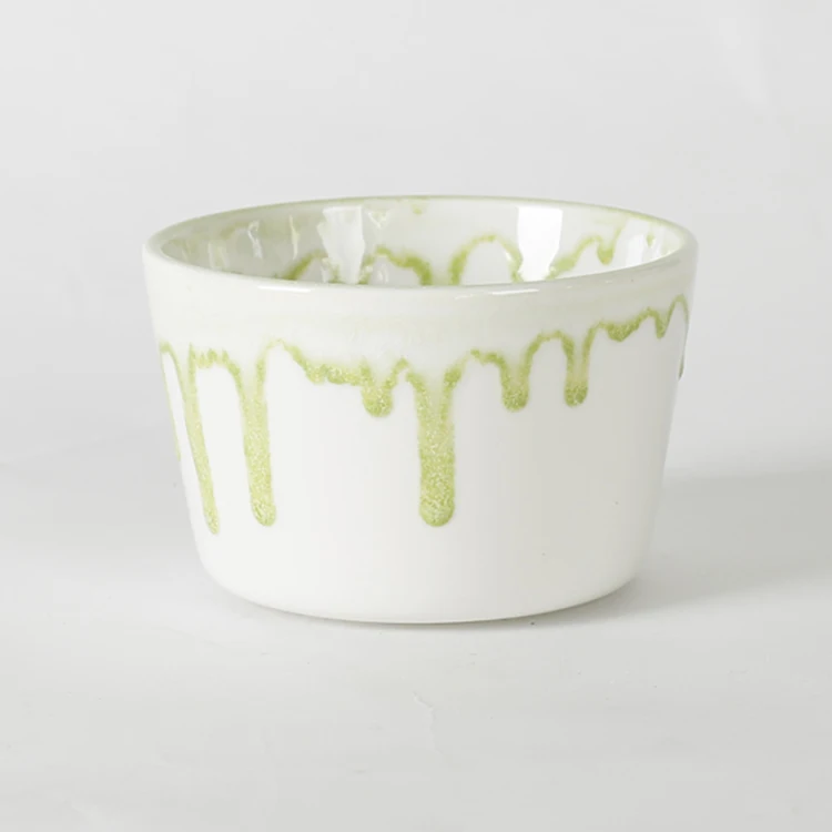 Creative design green flowing glaze novelty ceramic coffee mug for coffee shop