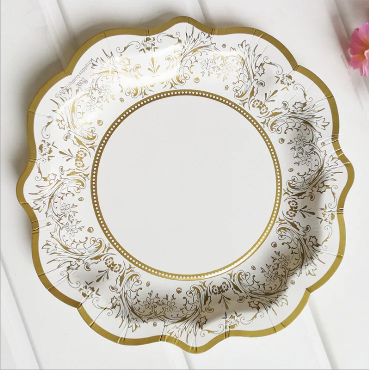 
Custom Vintage Flower Disposable Party Dessert Cake Plates 