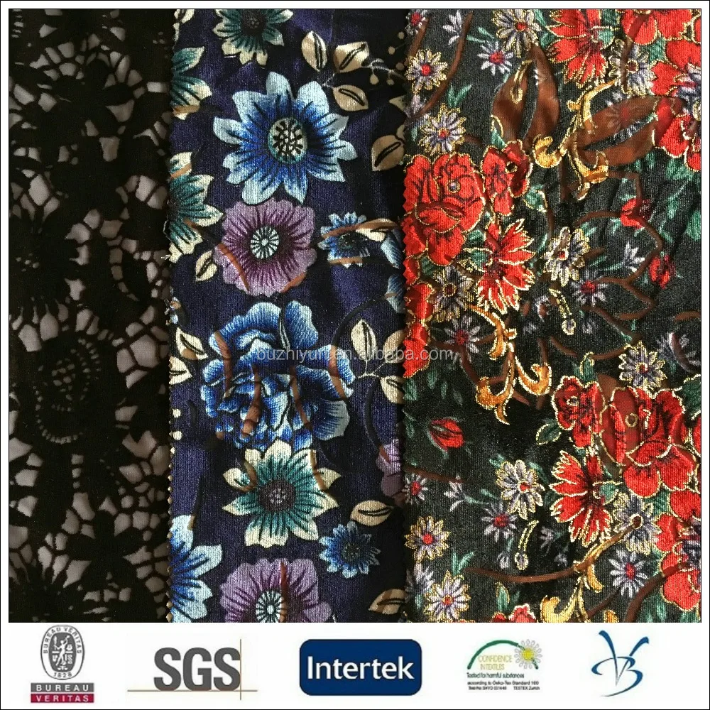 excellent quality stretch kawaii floral print burn out super soft micro velvet
