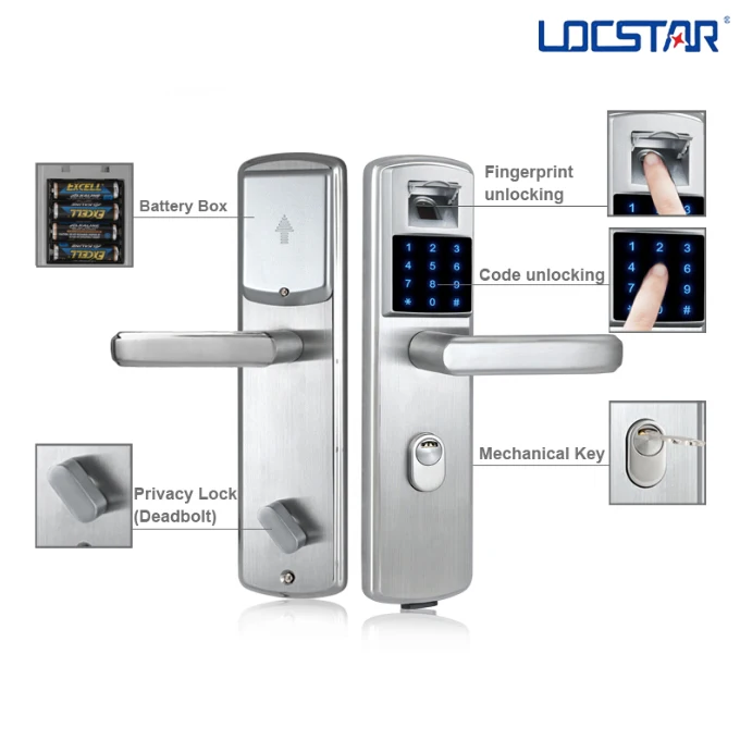 Нержавеющая сталь биометрических технологий отпечатков пальцев pin-код блокировки дверей