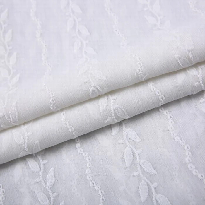 Leaf pattern in stock woven plain Dubai wholesale crepe chiffon embroidery fabric